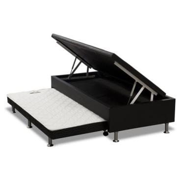 Imagem de Cama Box Bau Solteiro com Auxiliar Semi Ortopedica material sintético 