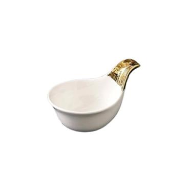 Imagem de Molheira Mini jarra de creme de cerâmica, molheira, jarra de porcelana para servir xarope, leite, café, creme, dispensador com alça dourada Jarra de Molheira(90ml)