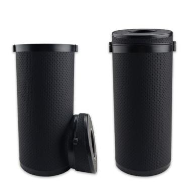 Imagem de BangBoom 2 peças de cilindro de suporte de lenços de couro para carro com disjuntor de janela, caixas de lenços redondas recarregáveis para suporte de copo de carro, recipiente adequado para veículos