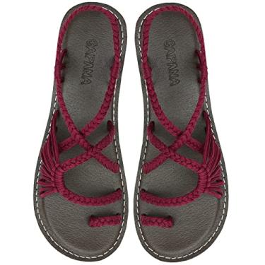 Imagem de Capana Sandálias femininas Handwoven - Sandálias com tiras para mulheres, sandálias boho, sandálias de caminhada femininas, sandálias de corda, sandálias de praia para mulheres, sandálias de água, sandálias planas trançadas para mulheres - Comuna, Borgonha, 6