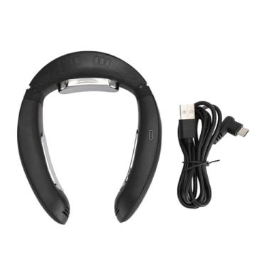 Imagem de Mbeysaq Ventilador de pescoço portátil sem lâminas, aquecimento de arrefecimento, operado por bateria, baixo ruído, ventilador pessoal usável por USB para acampamento, caminhada, preto