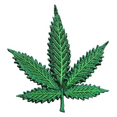Imagem de Cannabis Maconha Hemp Weed Leaf Jeans Jaquetas Bolsas Bordadas Ferro em Patch