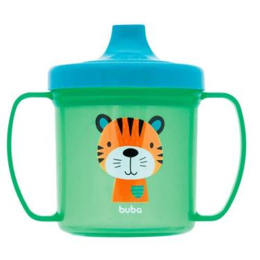 Imagem de Copo de treinamento buba 180ml com alças tigrinho e gatinho bico rígid
