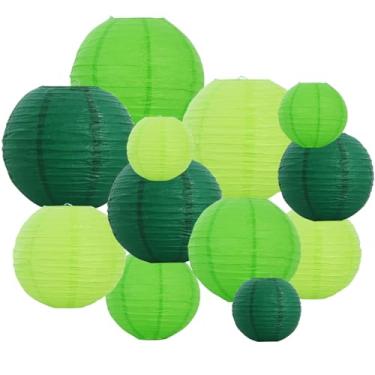 Imagem de Green Mix Lanternas de papel decorativas chinesas/japonesas penduradas em papel redondas