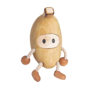 Imagem de Ioensy Boneca de banana de madeira, ornamento de mesa, estatueta de frutas colecionável, escultura para cozinha, pátio, casa de fazenda, armário, quarto