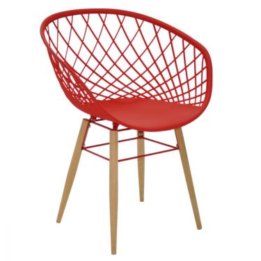 Imagem de Cadeira Tramontina Sidera Vermelha e Madeira em Poliamida