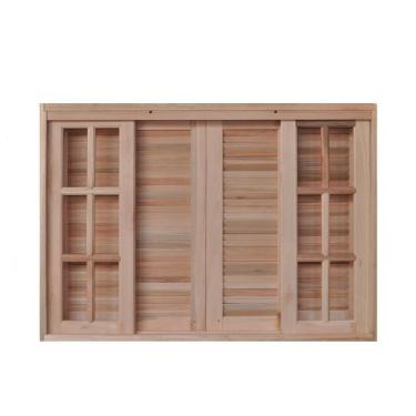 Imagem de Janela De Madeira Veneziana 100x120cm 6 Folhas Rodam Natural