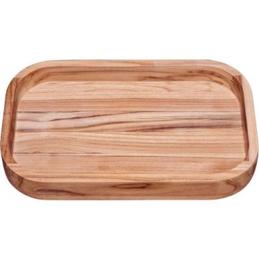 Imagem de Gamela Para Churrasco Retangular Em Madeira Teca Com Acabamento Natural 40 X 25 Cm