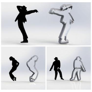 Imagem de Cortador Kit Silhuetas Michael Jackson 3 Modelos Tamanho 6Cm
