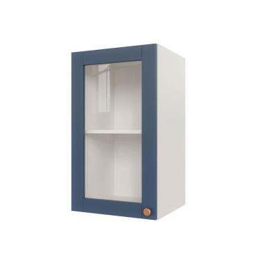 Imagem de Armário Aéreo 1 Portas 40cm Com Porta De Vidro Arizona Cabecasa Madeiramadeira Branco-azul
