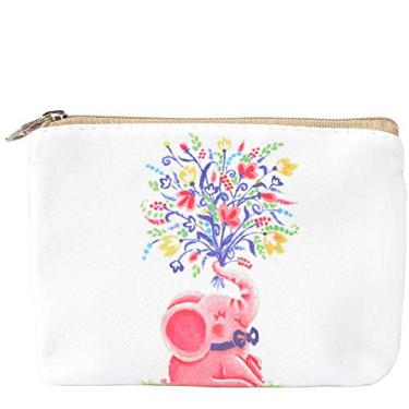 Imagem de Bolsa porta-chaves feminina e feminina com porta-moedas e bolsa de moedas, Elephant With Flower, Small