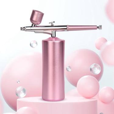 Imagem de Rolabling Pistola de ignição recarregável sem fio para pintura de tatuagem de barbeiro para decoração de bolos, kit de aerógrafo portátil com compressor de ar e máquina de aerógrafo (rosa cereja)