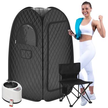 Imagem de Huimpet Sauna A Vapor Portátil Huimpet, Caixa De Pessoal Grande Capacidade 3 Litros Para Uso Doméstico, Tenda Spa Dobrável Corpo Inteiro Com Vaporizador 1000 W, Controle Remoto, Cadeira Academia E I