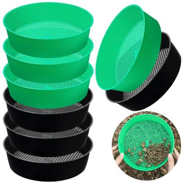 Imagem de TORINALITAL Peneira Para Jardim De Pedras, Pacote Com 8 Unidades, Solo, Bandeja Redonda Plástico Jardinagem, Areia, Cascalho Pequeno