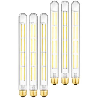 Imagem de LVYE Lâmpada Tubular E26, Lâmpadas Led Longas Reguláveis De 10 W, Luz Do Dia 4000 K, Edison 100 Watts, 11,8 Pol., Tampa Vidro Transparente T10, Pacote Com 6.