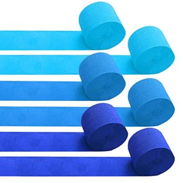 Imagem de SIPRKAICT 6 Rolos De Serpentinas Papel Crepom Azul Para Decoração Festas - 24,7 M Comprimento E 4,5 Cm Largura (Azul Lago, Safira, Escuro)