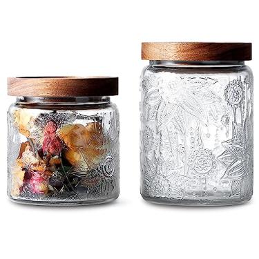 Imagem de NUTRIUPS Potes De Vidro Com Tampas Madeira, Conjunto 2 Vintage (Girassol)