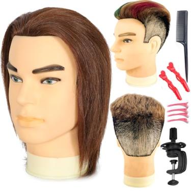 Imagem de simnient Cabeça De Manequim Masculino, Treinamento Com Cabelo Humano 100% Real, Barbeiro 12", Cabeleireiro Para Modelagem E Prática