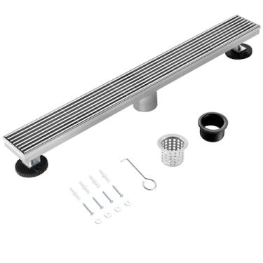 Imagem de muschbath Ralo De Chuveiro Linear 24", Grade Removível Em Níquel Escovado, Aço Inoxidável 304, Fácil Instalar E Limpar Para Banheiros (Base Drenagem Não Incluída).