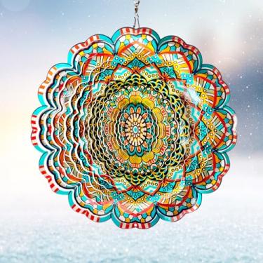 Imagem de Eiryhope Cata-Vento Para Áreas Externas, Giradores De Mandala Em Formato Estrela Da Sorte, Esculturas Jardim Aço Inoxidável 30 Cm Cortadas A Laser, Coletor Metal 3D Cinético Varanda, Pátio, Decoraçã