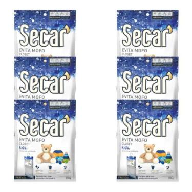 Imagem de 6 Antimofo Secar Kids 250g Armário Guarda Roupa Balcão Despensa Closet