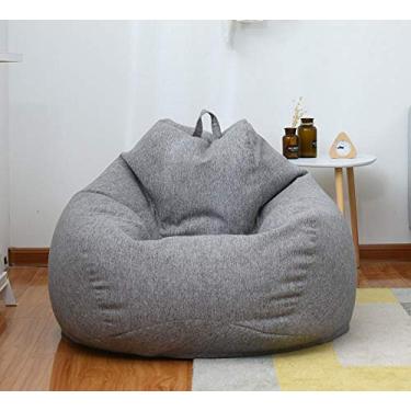 Imagem de QIROG Sofabezug Big Small Lazy Bean Bag Capa de sofá sem enchimento de tecido de linho Saco de assento de espreguiçadeira Puff Sofá Fill-03_100 x 120 cm