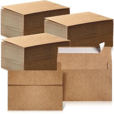 Imagem de Fainne Pacote com 800 envelopes marrons a granel, envelopes kraft para convite, vale-presente de 120 GSM para escritório, presente, festa, chá de bebê, casamento (A4,10 x 15,9 cm)