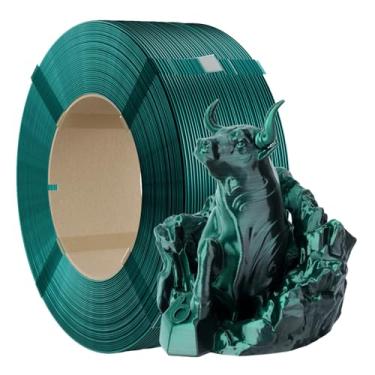 Imagem de Chitu Systems Refil de filamento de impressora 3D sem carretel 1,75 mm, seda dupla cor preto verde escuro 1 kg/2,2 lb adequado para carretel reutilizável de laboratório bambu