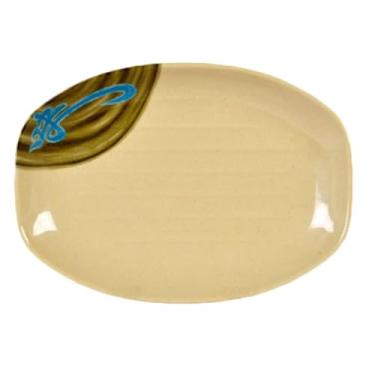 Imagem de A-to-Z Supply Bandeja Teriyaki 2308, 20 x 14 cm, oval, resistente a quebras, pode ser lavada na lava-louças, sem BPA, melamina, Wei, NSF, pacote com 12