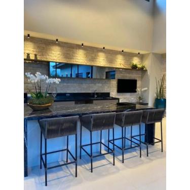 Imagem de Kit 4 Banquetas Com Encosto Alumínio E Fibra Sintetica - Sarah Móveis