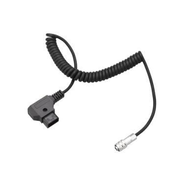 Imagem de Moycse Cabo de alimentação enrolado D-Tap para BMPCC 4K 6K 6KPro para câmeras Blackmagic Pocket Cinema e bateria de montagem em V dourado, plugue D-Tap (P-Tap) para plugue fêmea Weipu SF6 de 2 pinos