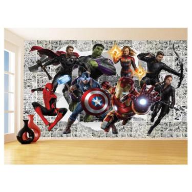 Imagem de Papel De Parede 3D Heróis Página Quadrinhos Hq 3,5M Nhma228 - Você Dec
