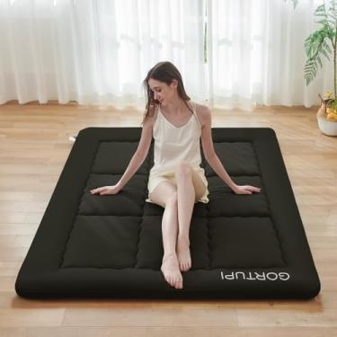 Imagem de GORTUPI Colchão de chão japonês solteiro sem capa lavável, colchão futon japonês dobrável para chão, cama, colchão para dormir, colchão de tatame, colchão dobrável japonês preto A, solteiro
