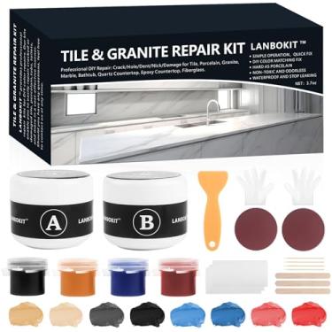 Imagem de Kit de reparo de banheira de azulejo e fibra de vidro, kit de reparo LANBOKIT de mármore e granito, kit de reparo de porcelana para pia e vaso sanitário, kit de reparo de bancada de epóxi e quartzo