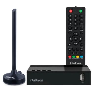 Imagem de Kit Conversor Digital Intelbras CD905 + Antena Interna DTV-100P Aquário