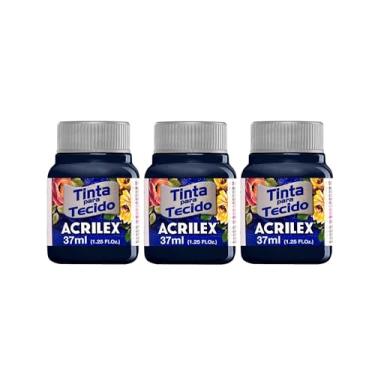 Imagem de Tinta Para Tecido Fosca Acrilex 37ml 3 Unidades Artesanato Fixação Frio Alta Cobertura – Fixação a Frio e Alta Cobertura Com Acabamento Fosco, Este Kit É A Escolha Perfeita Para Quem Busca Qualidade (Azul Marinho 544)