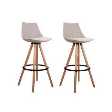 Imagem de Banqueta De Cozinha Lorena Pp Nude Rivatti Kit 2 Unidades