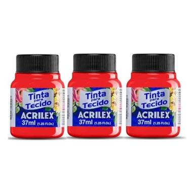 Imagem de Tinta Para Tecido Fluorescente Neon Acrilex 37ml Azul Vermelho Maravilha Verde Ouro Limão Fixação a Frio e Alta Cobertura Recomendado Para Tecidos De Algodão Sem Goma É Ideal Para Customização De Roupas, Decoração E Outras Aplicações Artísticas (Amarelo Limão 102) (Vermelho 103)