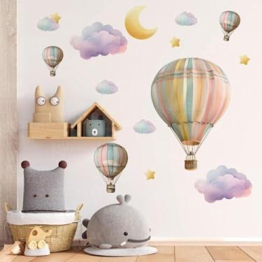 Imagem de Kit Papel de Parede Balão Infantil Lavável Seguro Criativo Parede Quarto Menino Menina Bebê Área Kids Fácil Aplicação