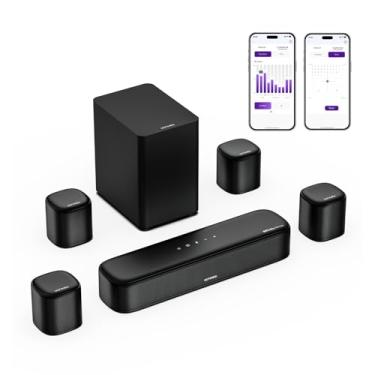Imagem de ULTIMEA Barra de som 7.1 canais com Dolby Atmos, sistema de som surround para TV com 4 alto-falantes surround, barra de som para Smart TV com controle de aplicativo, barra de som com subwoofer para