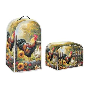 Imagem de Pointodoor Capa de liquidificador de galo capa de torradeira 4 fatias lavável proteção contra poeira girassol cozinha pequeno eletrodomésticos capas de poeira acessórios de cozinha