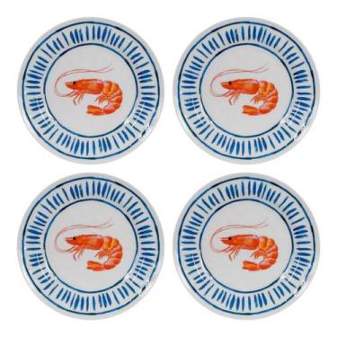 Imagem de Conjunto 4 Pratos Sobremesa Melamina 22cm Plástico Camarão - Florarte