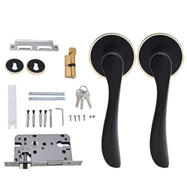 Imagem de Maçanetas de Porta Com Fechadura, Silencioso Tipo de Divisão Split Holdree da Porta Interior Europeia Cor Preta, para o Pátio da Villa da Escola de Officiário Em Casa, HardwareHandle
