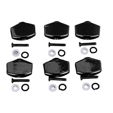 Imagem de Botões Grcfumo 6 PCs Tuning Peg Buttons, Máquinas de metal Cabeças de ajuste Teclas de ajuste, botões de ajuste de pino, pinos de ajuste de corda de guitarra para guitarra (Preto)