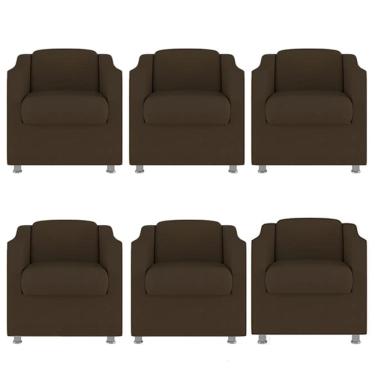 Imagem de Kit 6 Poltronas Bia Decorativa Reforçada Recepção Clinica Salão Sala De Estar Suede