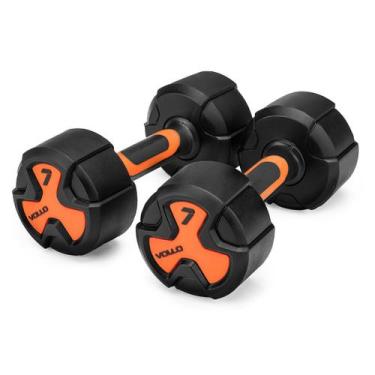Imagem de Kit 2 Halter 7kg Antiderrapante Vollo Peso Academia Treino Em Casa - V