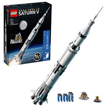 Imagem de LEGO 92176 Ideas NASA Apollo Saturn V Space Rocket and Vehicles, Spaceship Collectors Building Set with Display Stand [Amazon Exclusive]