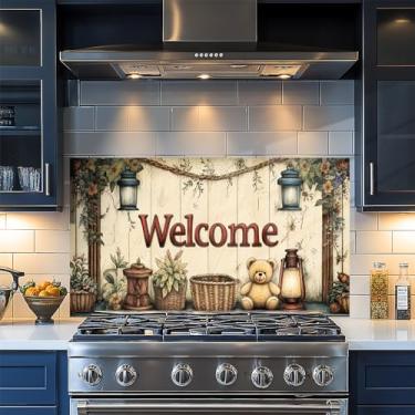 Imagem de Papel de parede de cozinha autoadesivo à prova de óleo à prova d'água Backsplash filme protetor de parede papel removível para armário 76 x 16 polegadas