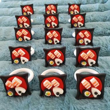 Imagem de Kit 04 Anéis Porta Guardanapo Argola Prendedor Mesa Posta Sushi - Cria