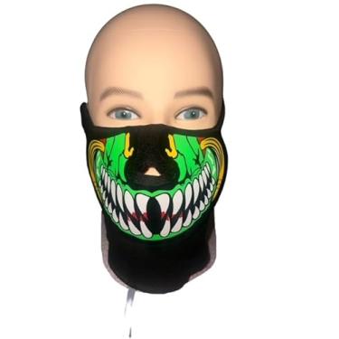 Imagem de LED Voice Activated Mask Sound Reactive Mask, Halloween Mask, Rave Mask, Concert Mask (Green Venom)